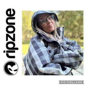 🦋Ripzone Men’s Black White Plaid Checked Snowboard Jacket🦋